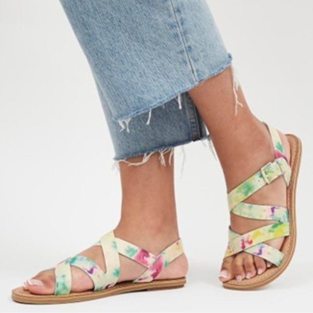 Tom's Sicily Slingback Multi Tie Dye Sandals in Women's Size 8. Colorful… - Picture 10 of 10
